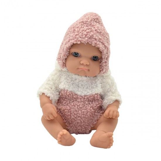 Bebe newborn de vinilo con ropa de lanita