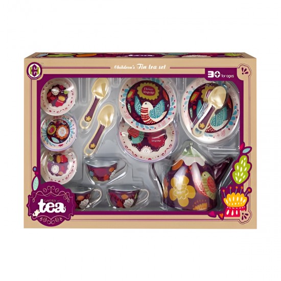 Juego de Té de Lata Morado