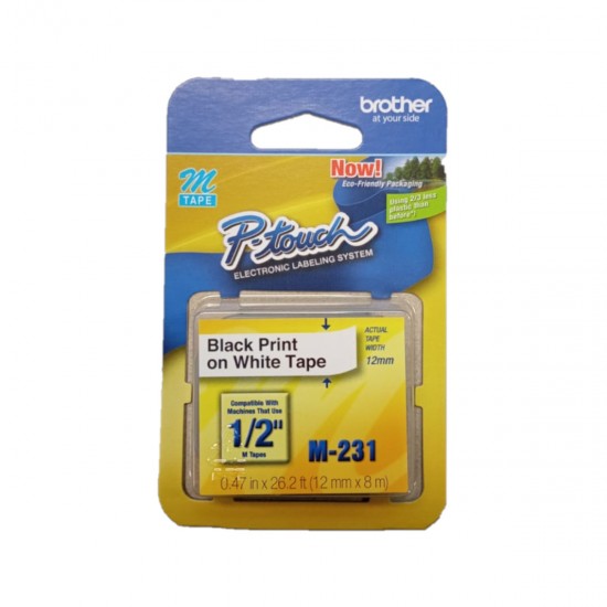 Cinta para rotuladora BROTHER Negro/Blanco 12mm