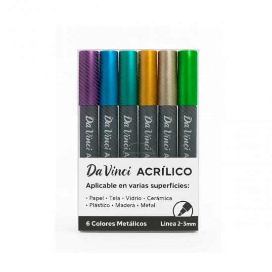 Marcador acrílico Metálico x6 2-3mm DA VINCI