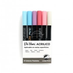 Marcador Acrílico Pastel x6 1mm DA VINCI