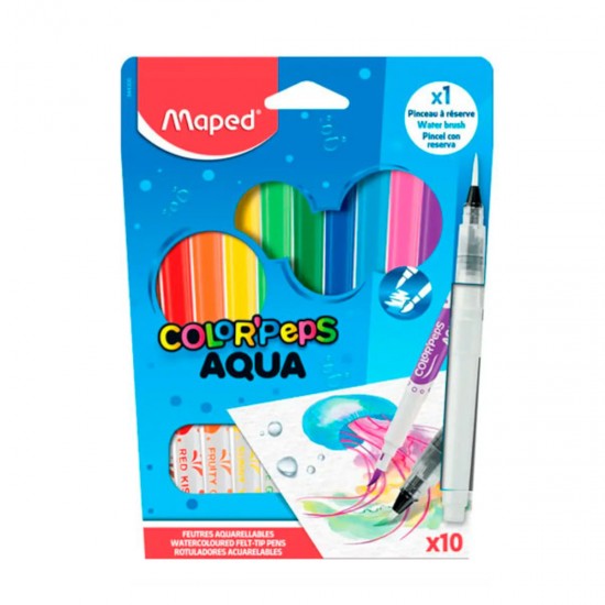 Marcador MAPED DE AQUA + PINCEL x 12