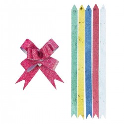 10 Moño flor brillantina 18cm