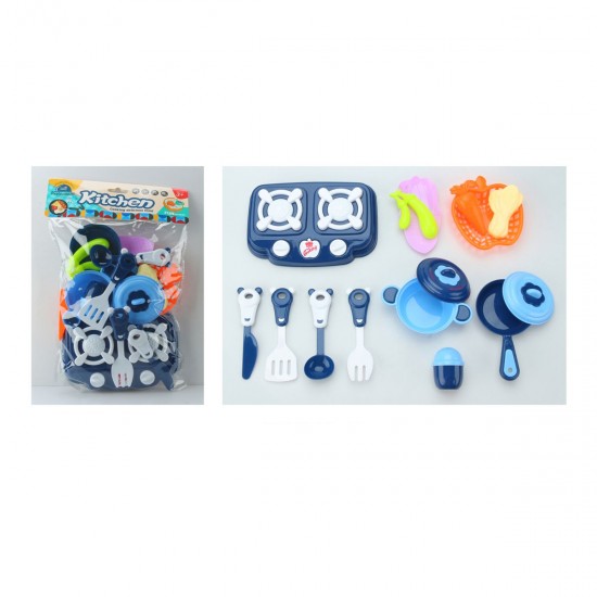 Juego de cocina azul