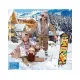 Pareja en la nieve y accesorios