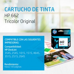 Cartucho de tinta HP 662 Tricolor Original