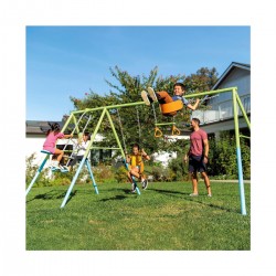 Hamaca jardin doble con balancin y trapecio