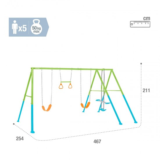 Hamaca jardin doble con balancin y trapecio