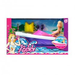 Muñeca en lancha con salvavidas