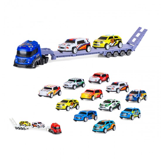 Camion + 8 autos metal