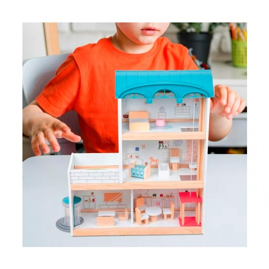 Casita de muñecas techo celeste