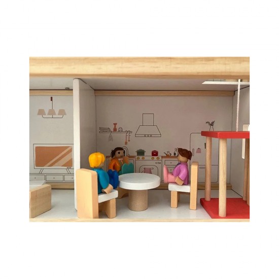 Casita de muñecas techo celeste