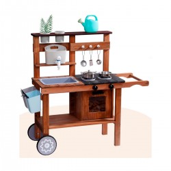 Cocina exterior de madera para niños