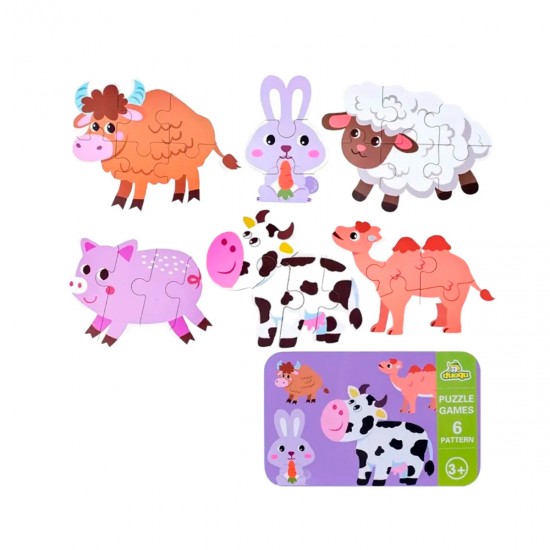 Puzzle 6 animales en lata