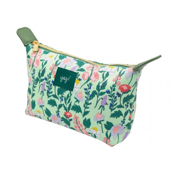Cartuchera Tela Flores Verde