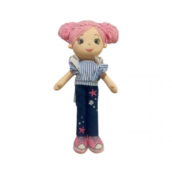 Muñeca de trapo pelo rosa