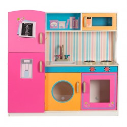 Cocina de madera grande multicolor