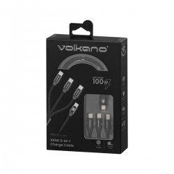 Cable de carga Volkano USB-C 3 en 1 de 100W