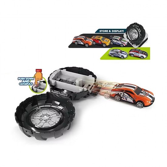 Juego autos rueda catapulta