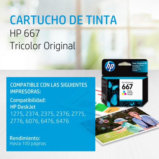 Cartucho de tinta HP 667 tricolor Original