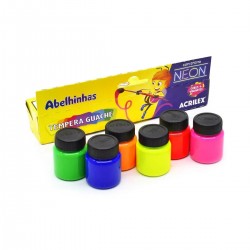 Set 6 Témperas Colores Neón 15 Ml Acrilex