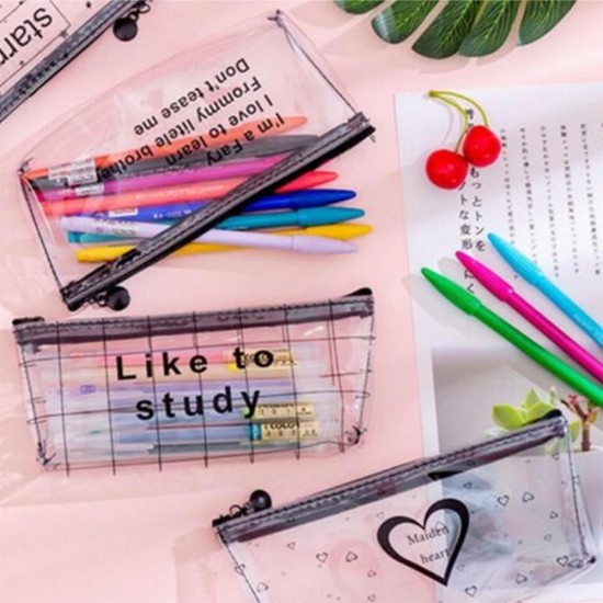 Cartuchera transparente con frases