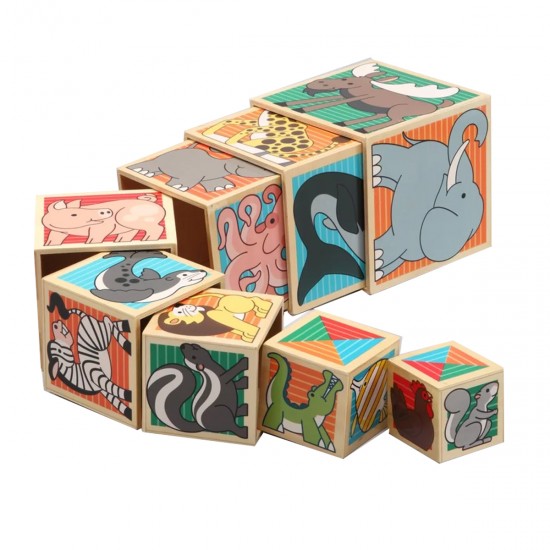 Cubos Madera Animales apilables